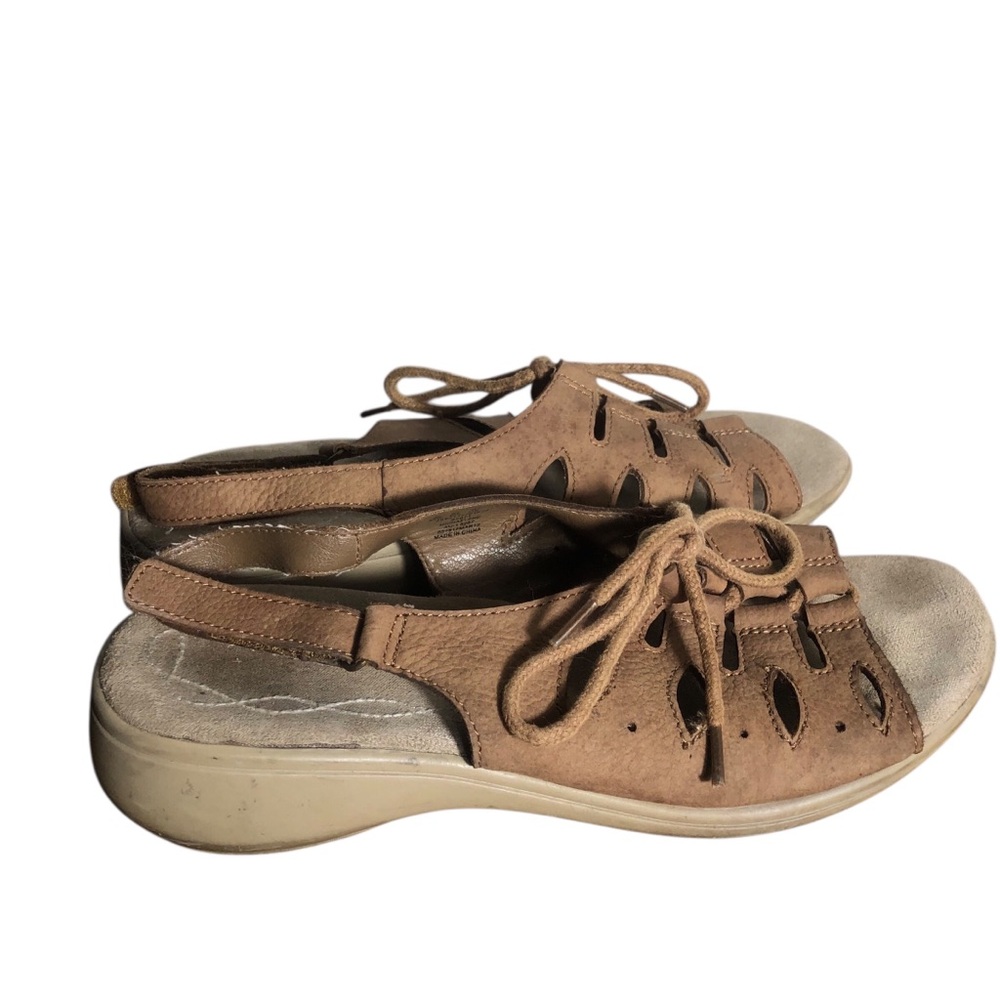 Cuddles brown leather ankle strap sandals Sz 8.5W